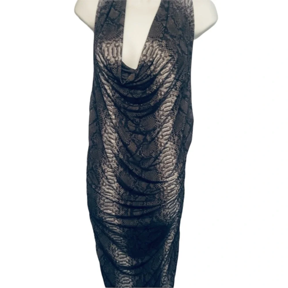 Micheal Kors size large sleeveless racerback animal print shirred midi dress